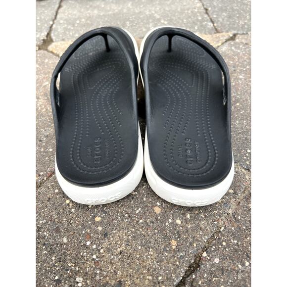 Crocs black & white flip flop sandals ladies 7, mens 5 - Picture 5 of 5
